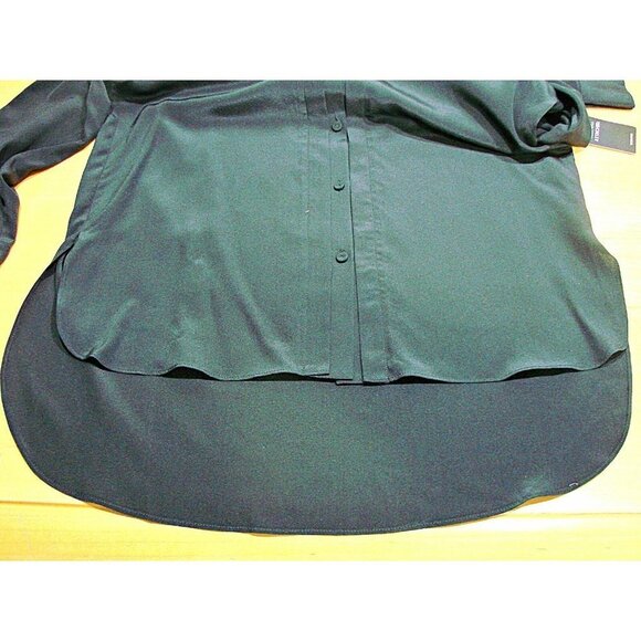 BCBGMaxazria Womens Silk Black Long Sleeve High Low Blouse Shirt Top Sz XXS NWT - Picture 3 of 12